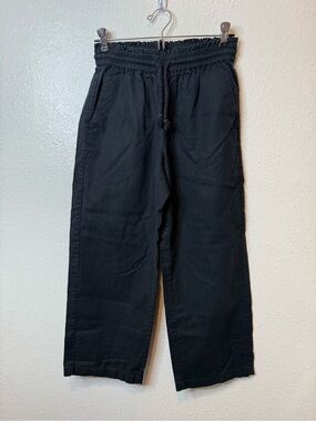 J. Crew Factory Elastic Paper Bag Waist Wide Leg Linen Cotton Blend Pants XSP